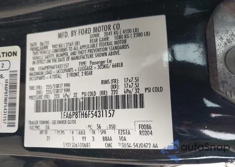 2015 Ford Mustang Ecoboost from USA, damaged, VIN 1FA6P8TH6F5431157
